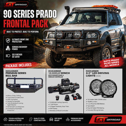 90 SERIES PRADO FRONTAL PACK - BULL BAR, WINCH, LED SPOTTIES