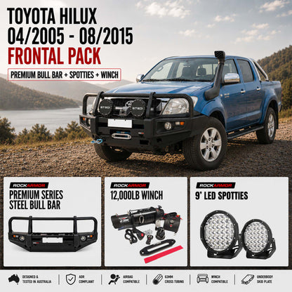 FRONTAL PACK BULL BAR WINCH SPOTTIES SUITS - TOYOTA HILUX | 04/2005 - 08/2015 | ROCKARMOR