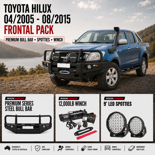 FRONTAL PACK BULL BAR WINCH SPOTTIES SUITS - TOYOTA HILUX | 04/2005 - 08/2015 | ROCKARMOR