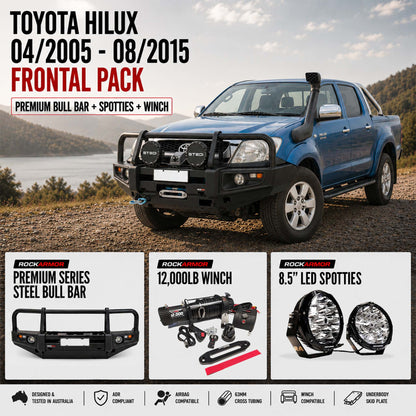 FRONTAL PACK BULL BAR WINCH SPOTTIES SUITS - TOYOTA HILUX | 04/2005 - 08/2015 | ROCKARMOR