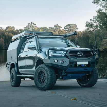 FRONTAL GT BULL BAR PACK SUITS - HILUX 08/2020 - 11/2025 12,000LBS WINCH / R85 LED SPOTTIES | ROCKAMOR