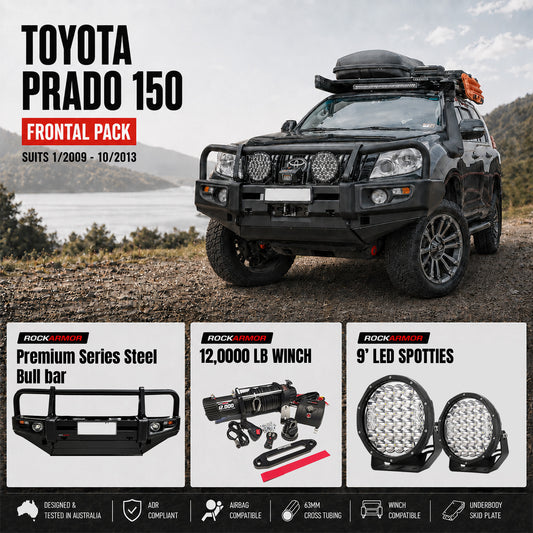 PRADO 150 FRONTAL PACK BULL BAR WINCH LED LIGHTS SUITS: 1/2009 - 10/2013