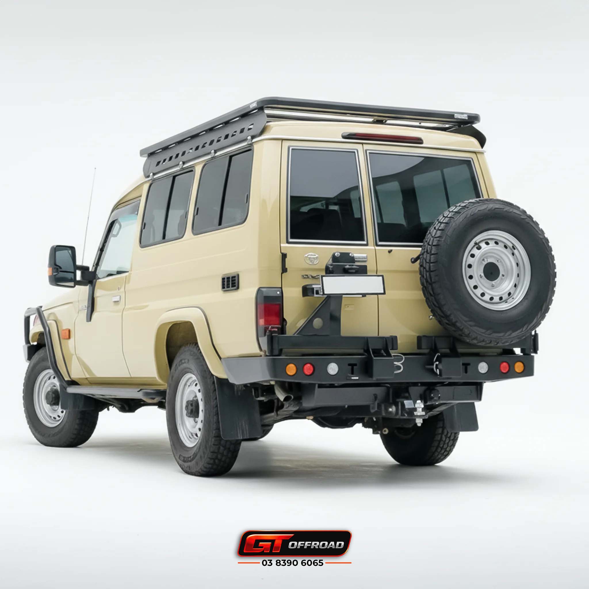 TROOPY REAR BAR SPARE WHEEL CARRIER SUITS 78 SERIES – GT OFFROAD