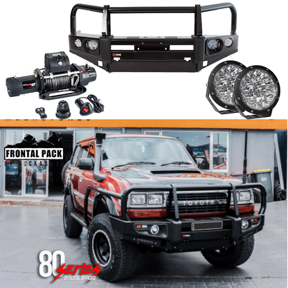 FRONTAL PACK  BULLBAR WINCH SPOTTIES SUITS LANDCRUISER 80 SERIES | ROCKARMOR